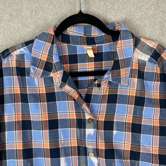 Anthropologie Pilcro Womens L Plaid Henley Tunic 3/4 Sleeve Oversized - Picture 2 of 6